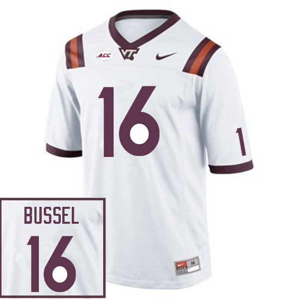 Men #16 Luke Bussel Virginia Tech Hokies College Football Jerseys Sale-White